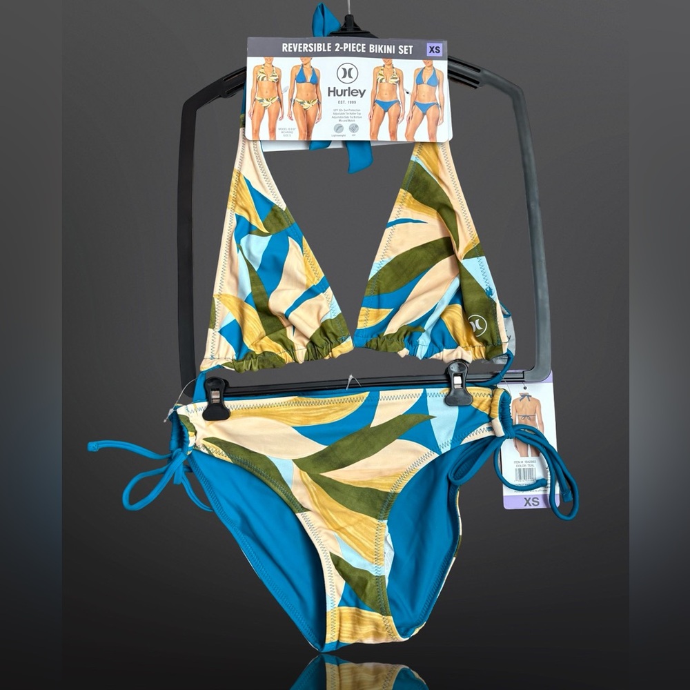 Hurley Reversible Bikini Set - Blue and Yellow Size XS
